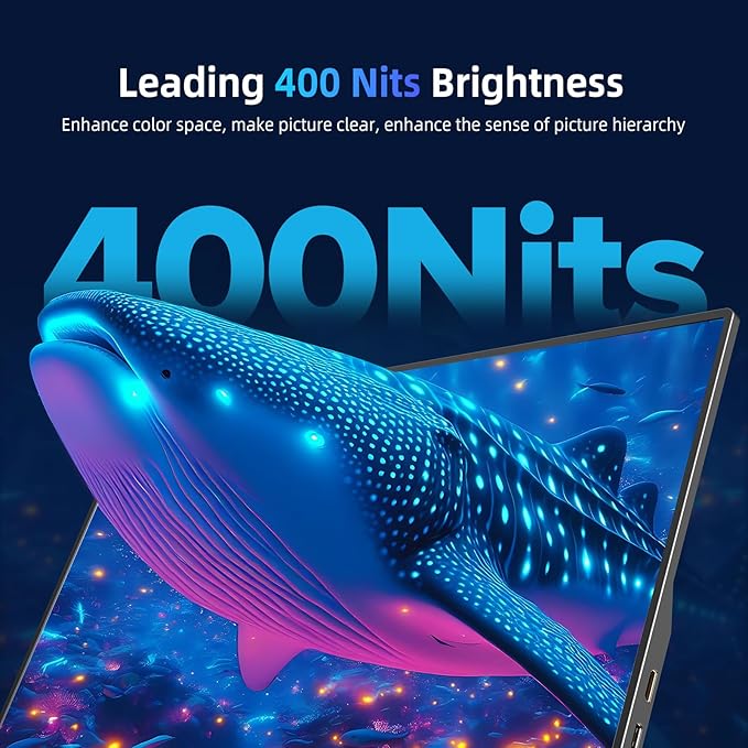 UPERFECT Portable Monitor 4K 15.6" QLED| 400 Nits Laptop Monitor | 3840 * 2160 UHD 100% AdobeRGB | 1MS FreeSync | USB-C & HDMI | VESA & Kickstand | Travel Second Screen for Computer, Game Consoles