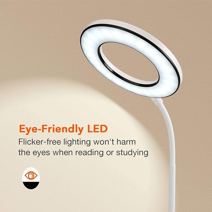 Miady Product Image LED Desk Lamp Eye-Caring Table Light, 3 Color Modes with 4 Levels of Brightness, Dimmable with Adapter, Touch Control Sensitive, 360° Flexible