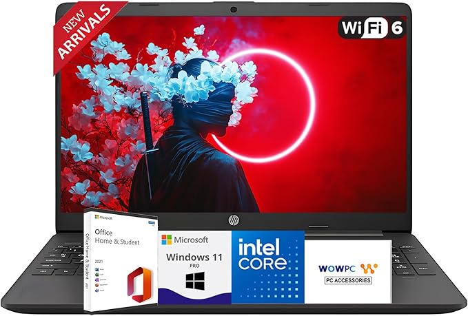 HP New Business Laptop with Microsoft Office, Intel Powerful Processor, 15.6" FHD LED Display, 32GB RAM, 1TB SSD, Ethernet RJ-45, Ultra Quiet Design, Long Battery Life, Windows 11 Pro, WOWPC USB