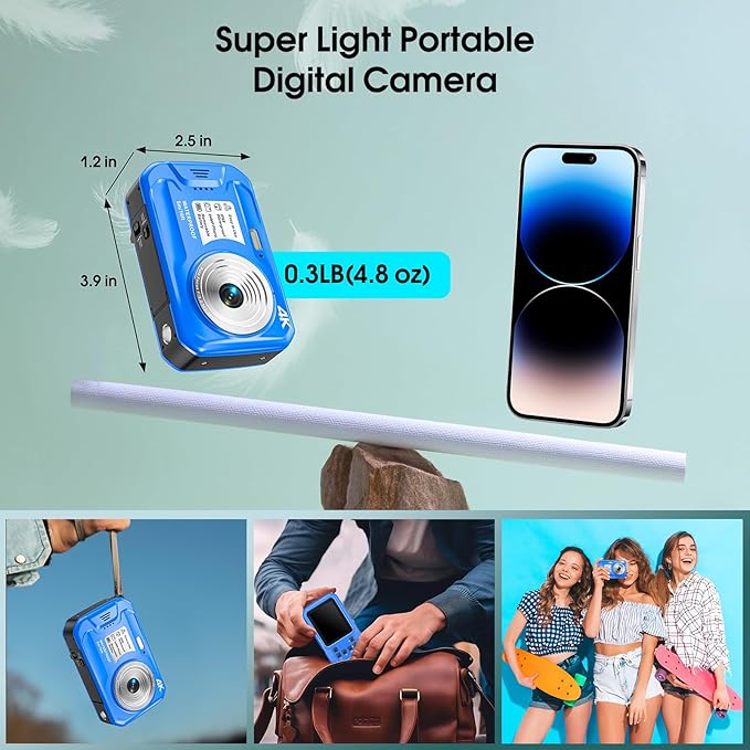 4K Underwater Camera, 64MP 16FT Waterproof Digital Camera with 32GB Card, Autofocus Floatable Waterproof Camera with IPS HD Screen, 16X Digital Zoom, Fill Light, for Snorkeling, Surfing, Swimming