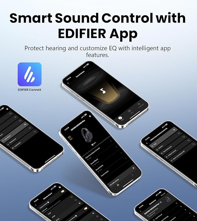 Edifier W820NB Plus Gen 2 Wireless Over-Ear Noise Cancelling Headphone, -49 dB ANC, LDAC Hi-Res Audio, 88H Playtime, Spatial Sound, AI Clear Calls, Bluetooth V6.1 & Multipoint - Dark Gray