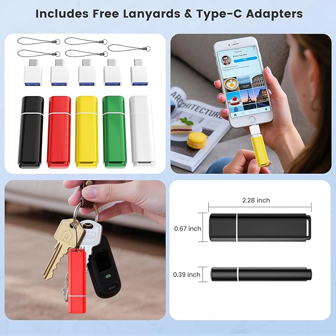 ABLAZE 4GB USB 2.0 Flash Drives 5 Pack with Type C Adaters, Thumb Drives 4GB USB Sticks Memory Sticks Pendrives for PC/Smartphones/Computer