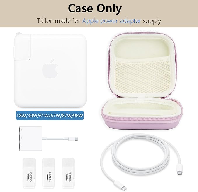 Charger Case for Macbook, Portable Tech Electronic Organizer Bag, Travel Storage Pouch for Laptop Accessories, MacBook Power Adapter, Charging Cords, USB Drives, Power Bank (Purple, M)