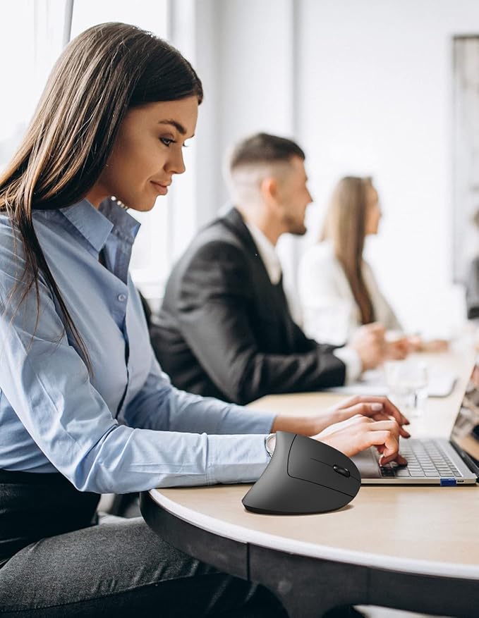 TECKNET 2.4G Ergonomic Mouse Vertical Wireless - 4800 DPI Optical Carpal Tunnel Mouse Right Hand, 5 Adjustable DPI, Quiet Clicks, 6 Buttons for Laptop, Desktop, PC, Computer - Black