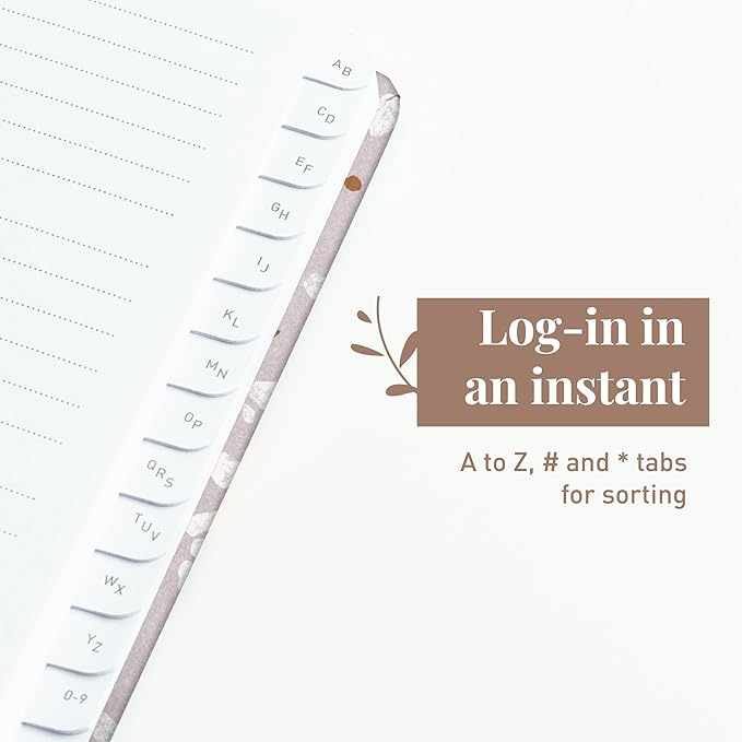 Rileys & Co. Compact Terrazzo Password Book | Alphabetized Tabs, Secure Login Organizer, Internet & Website Username Keeper | Portable and Convenient (Pink, 6 x 5 Inches)