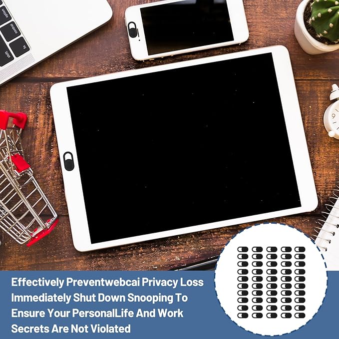 60 Pcs Webcam Cover Slide Universal Ultra Thin Laptop Camera Cover Slide Web Camera Covers Blocker Slider Protect Your Visual Privacy Cell Phone Accessories for Laptop Computer (Black)