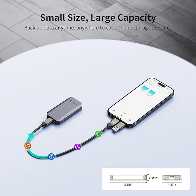 Yottamaster 512GB External SSD, Up to 460MB/s 2 in 1 USB C Cable & Lanyard Portable Solid State Drives, Supports 4K ProRes HDR Compatible with iPhone 17 Pro Max, Smartphone, Tablet, Laptop