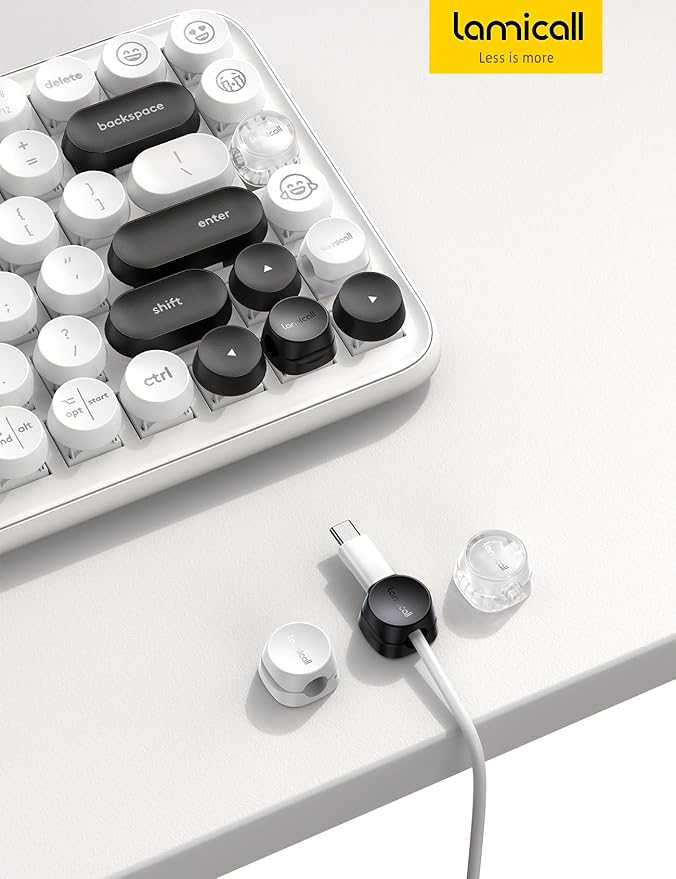 6Pack Cord Organizer, Office Desk Accessories - Lamicall Clear Cable Management Clips, Home Workspace Organization Accessories, Nightstand Wire Keeper Desk Decor, Dorm Room Essentials Desktop Gadgets