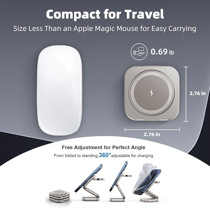 5-in-1 Wireless Charger for MagSafe, AC ISLAND Portable Travel Charging Station, 15W Max Fast Foldable Magnetic Stand, Evolved for iPhone 17/16/15/14/13 Series, Apple Watch, AirPods (with 35W Adapter)