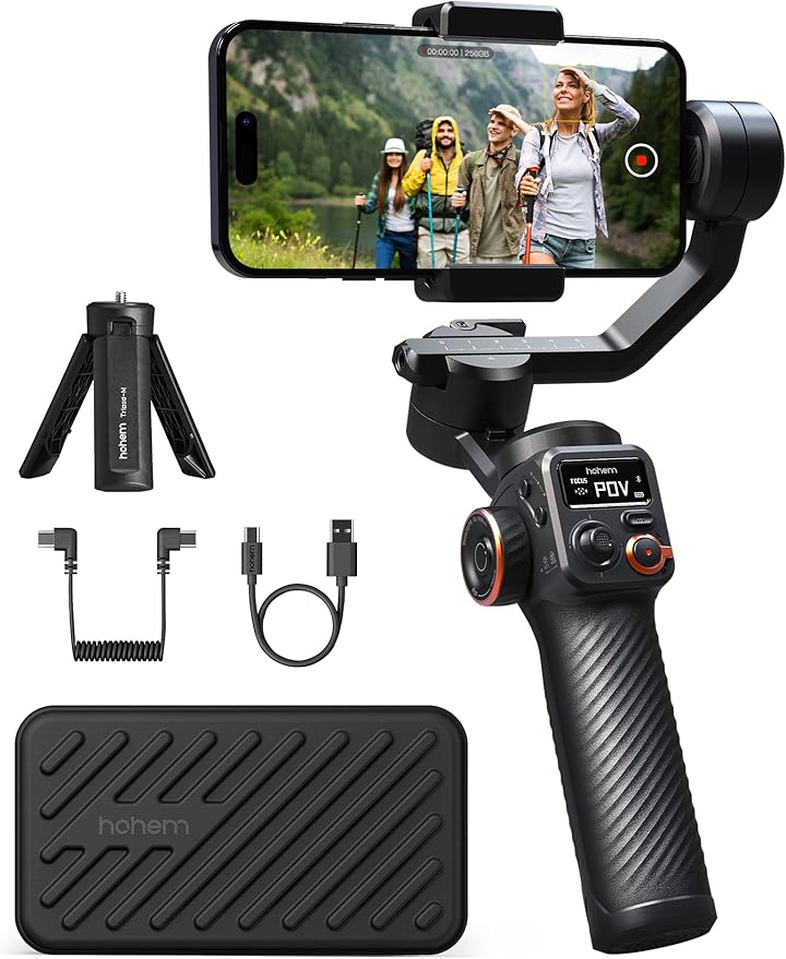 hohem iSteady M6 Gimbal Stabilizer for Smartphone, 2023 Upgrade 3-Axis Phone Gimbal for iPhone 14 Pro Max & Android, 360°Infinite Rotation, OLED Display for Video Recording