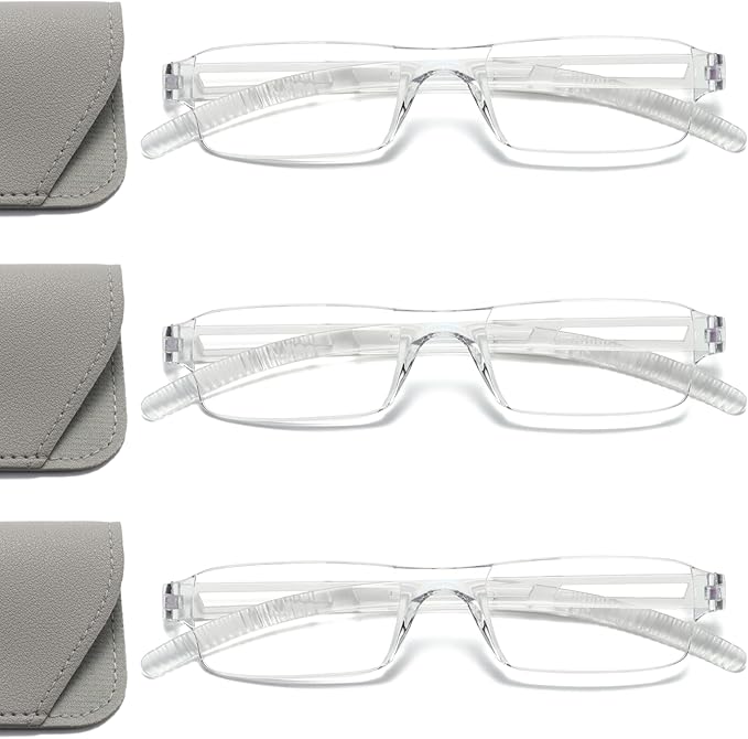 Viseng 3 pairs of reading glasses, blue light blocking glasses, computer reading glasses for men and women, fashionable rectangular one-piece glasses frame+2.5