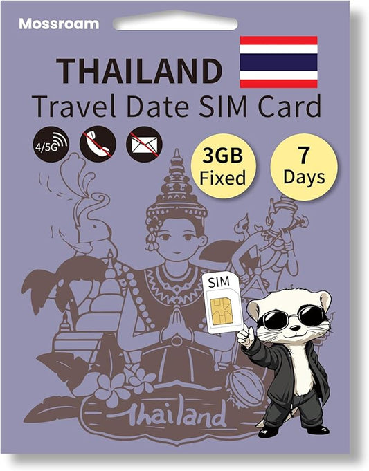 Thailand Data SIM Card,3GB High-Speed 5G/4G LTE Fixed Data,for 7 Days - Prepaid, No Hidden Fees - Ideal for Tourists & Business Trips