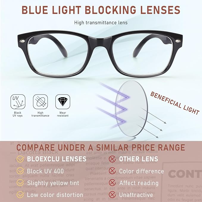 6 Pack Reading Glasses for Women Men Blue Light Blocking Spring Hinge Computer Readers, Anti Eyestrain/Glare