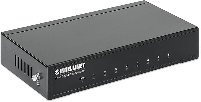 Intellinet 8-Port Gigabit Ethernet Network Switch - Ethernet Splitter - Unmanaged | Plug & Plug | Fanless Metal Housing - for Computer Networking Hub, Desktop – 3 Year Warranty – 530347