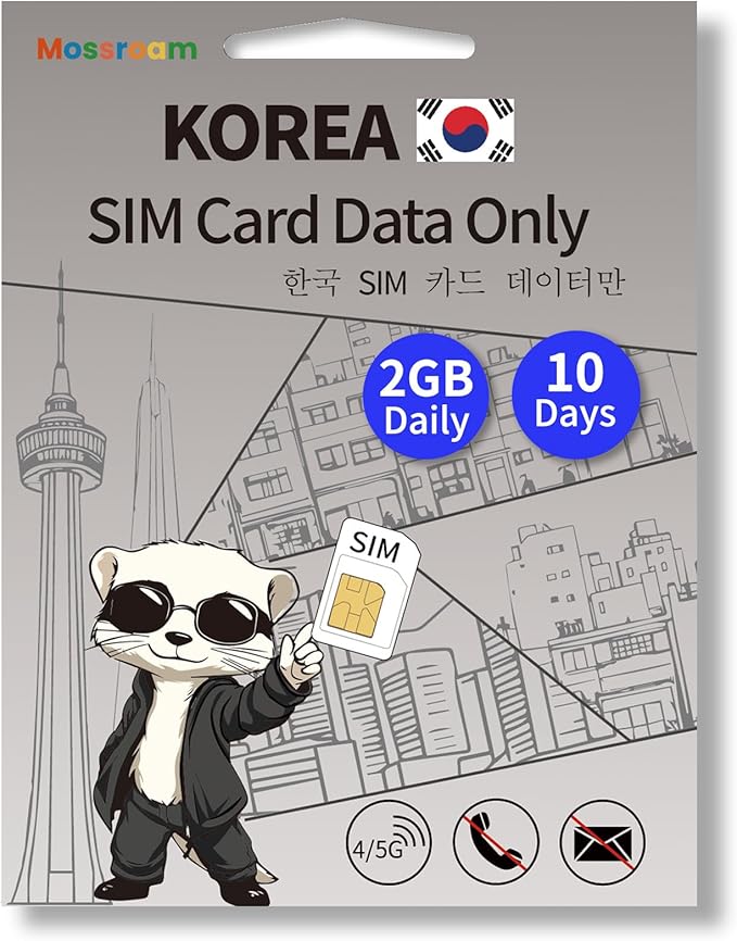 Korean SIM Card-High Speed 4/5G LTE for Fast Browsing,10 Days Plan,2GB Prepaid Data Daily, 3 in 1 SIM Card for Korea Business Travelers