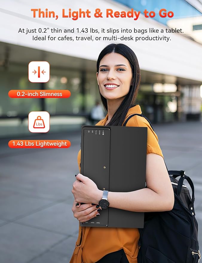 HotYeah Portable Monitor, 15.6-in 1080P FHD Laptop Monitor USB-C HDMI External Computer Display HDR FreeSync IPS w/Kickstand & Speaker, 2nd Screen for Laptop PC Mac Phone Tablet Switch PS5 Xbox