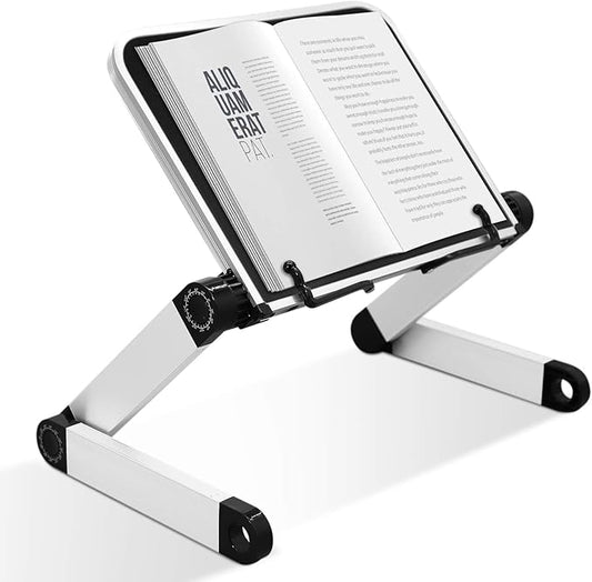 Book Stand Laptop Stand Adjustable Book Holder Tray with Page Paper Clips Ergonomic Multi Heights Angles Adjustable Cooking Bookstands for Textbook Recipe Magazine Laptop Tablet Portable