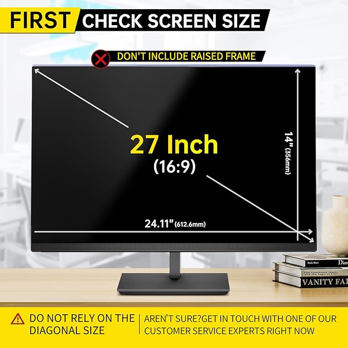 27 Inch Computer Privacy Screen for 16:9 Computer Monitor, Anti-Blue Light Monitor Privacy Screen Filter, Anti-UV Computer Shield, Hanging Type