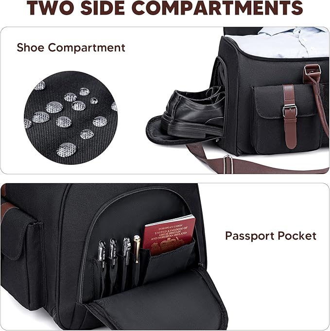 Carry on Garment Bag for Travel, Convertible Garment Duffle Bags for Men Women - 2 in 1 Hanging Suitcase Suit Travel Bags with Shoe Compartment