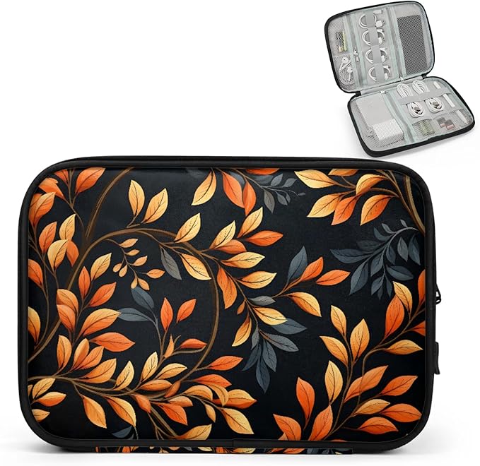 Autumn Leaves Fall Electronics Travel Organizer Case, Tech Accessories Cable Storage Bag for Cords, Charger, Phone, Hard Drive