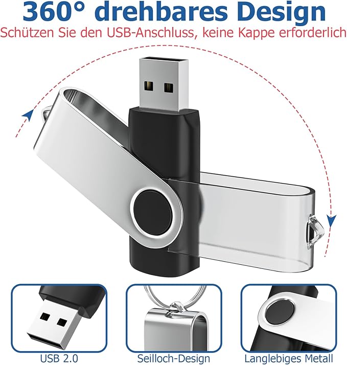 Flash Drives 64GB 10 Pack, Wooolken USB 2.0 Thumb Drives with Keychains Memory Stick USB Drive Pendrive for PC Laptop Computer (Mixcolors)