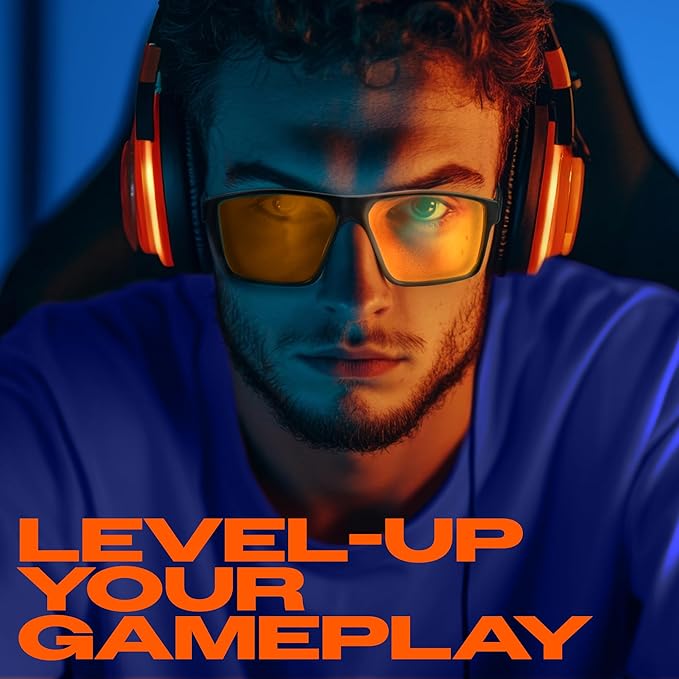 Titan Gaming Glasses, Anti Blue Light Glasses Men, UV400 Protection Blue Light Blocking Glasses for Computer Eye Strain