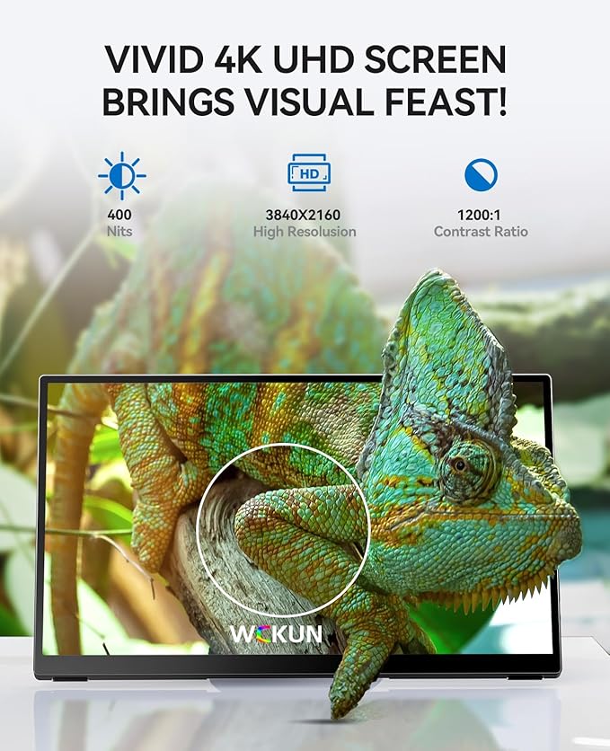 Portable Monitor Touchscreen 17.3 Inch 4K 60Hz 3840x2160 UHD Metal Frame,Travel Monitor with Kickstand& Dual Speaker,USB C, HDMI Plug&Play for Laptop,PC, MAC,Phone,Xbox,PS4/5,Switch,Pi