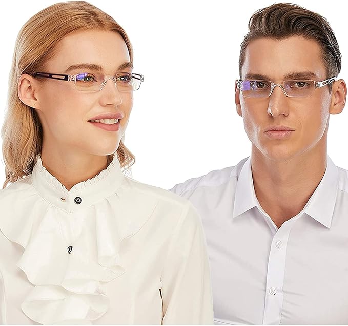 Viseng 3 pairs of reading glasses, blue light blocking glasses, computer reading glasses for men and women, fashionable rectangular one-piece glasses frame+3.5(Blue)