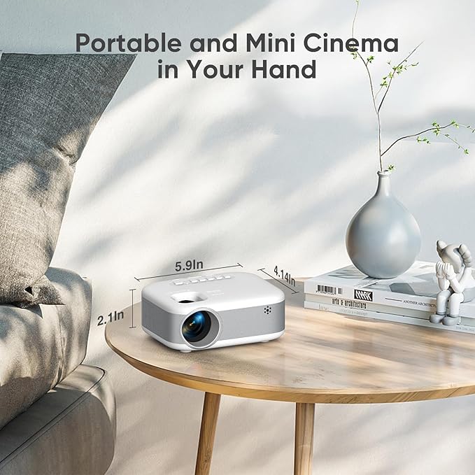 Mini Projector, 2025 Upgraded 1080P HD Projector, Portable Projector with Bluetooth, Movie Projector Compatible with Smartphone/Laptop/TV Stick/HDMI/USB