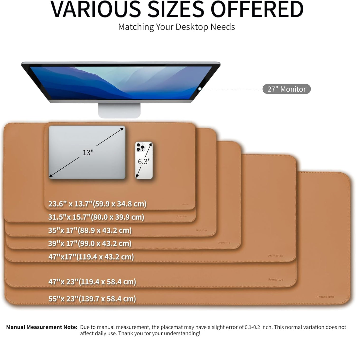 Oversized Non-Slip Desk Pad Protector – Grips Desk Firmly, Anti-Slip Like You've Never Seen! Vegan Leather Waterproof Laptop Mat for Keyboard & Mouse – Large Office Pad– Caramel Brown