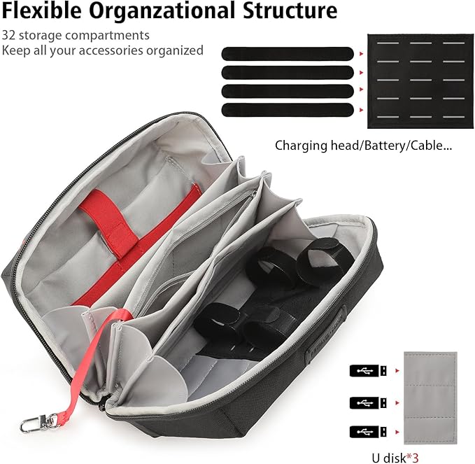 VanFn Electronics Travel Organizer Storage Bag, Accessory Handle Bag, Gadgets Pouch, USB Cable, Travel Friendly Electronics Organizer P.Travel Series