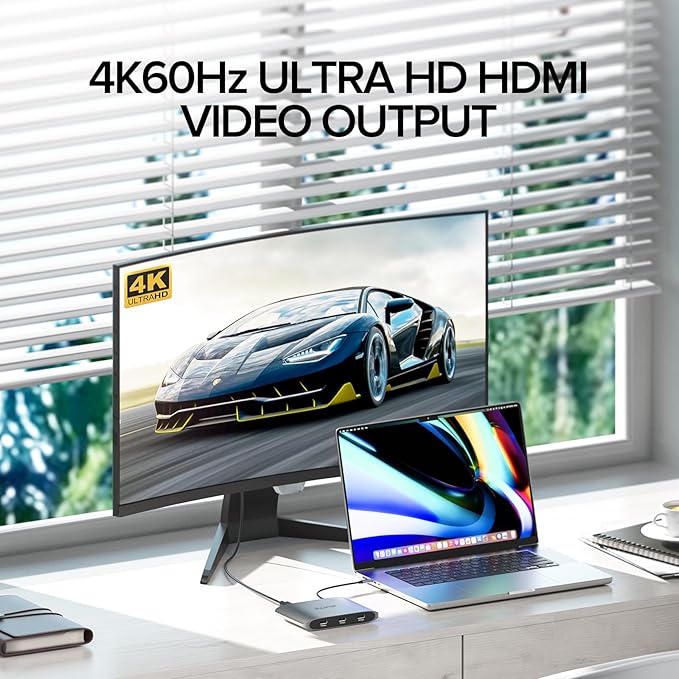 6-in-1 USB C Hub with 4K HDMI,3 USBC 10 Gbps Data Ports, Full-Featured USB-C（100W Power Delivery+10 Gbps Data Ports+4K DP）