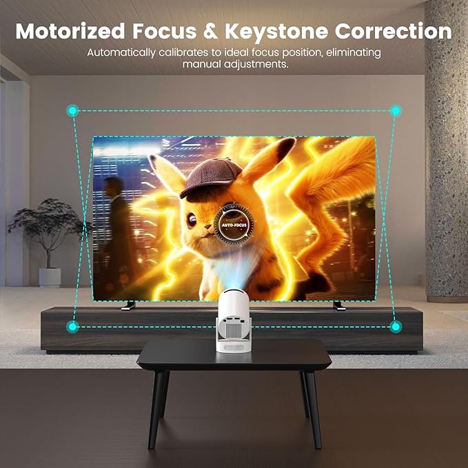 【Electric Focus】Mini Projector, Support 4K 1080P, 210 ANSI Portable Projector with WiFi and Bluetooth, Auto Keystone Correction Video Projector, Compatible with Smartphone,TV Stick,Laptop