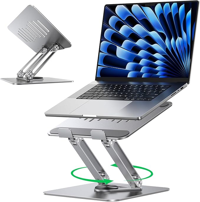 MAGIC JOHN Adjustable Laptop Stand for Desk, 360° Rotating Foldable Protable Laptop Riser Holder, Ergonomic Design Computer Notebook Stand Holder for MacBook Pro Air/Dell/HP 10-17.3"