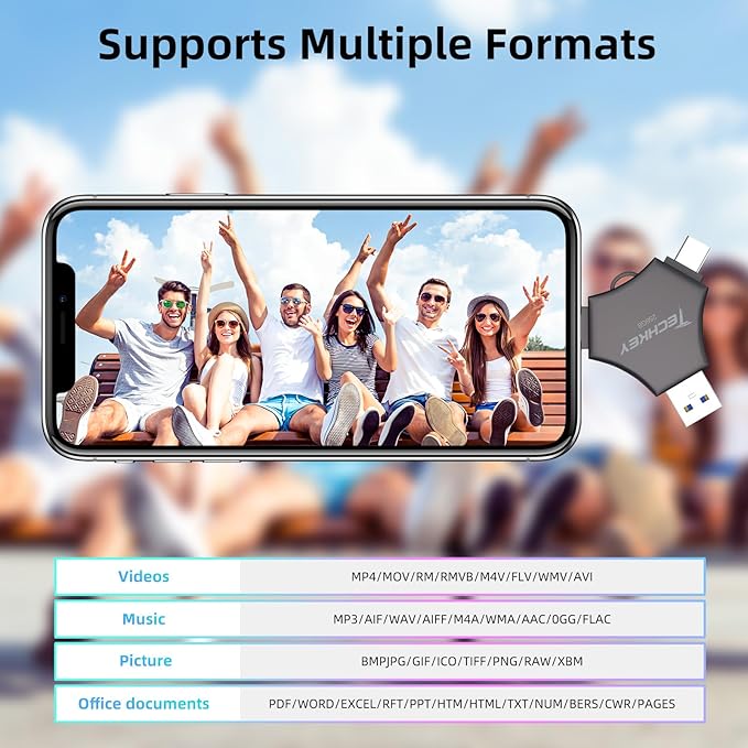 MFi Certified USB 3.0 Flash Drive 256GB for iPhone, 3in1 External Memory Photo Keeper Storage Stick for Picture/Video/Data Saver/Backup, High Speed Thumb/Jump/Hard Drives for iPad/Android/PC (Black)