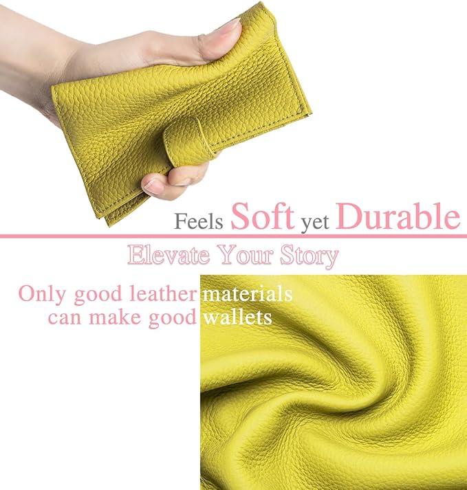 Passport Wallet for Women – RFID Blocking Passport Holder for Travel Women with Card Slots, Coin Pocket & SIM Slot – Slim Genuine Leather Travel Organizer – Lemon Yellow