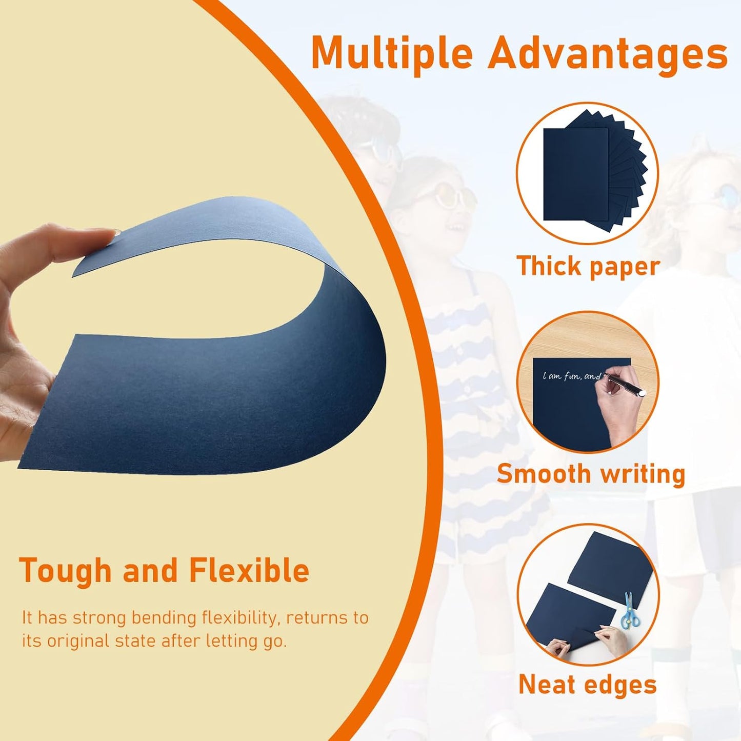 100 Sheets Navy Blue Cardstock 8.5 x 11 Scrapbooking Paper, 75lb Heavyweight Construction Paper Card Stock for Wedding Invitations, School Crafts, Memus, Making Cards, Graduations