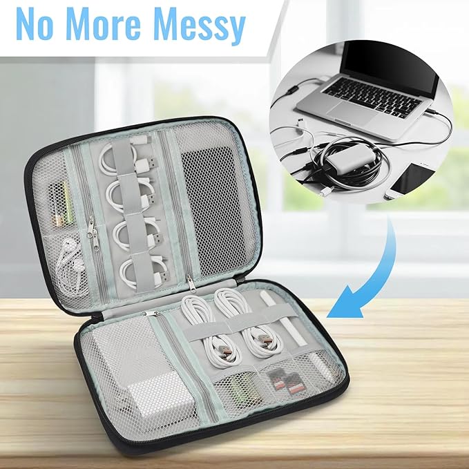 Rainbow Daisies Electronics Travel Organizer Case, Tech Accessories Cable Storage Bag for Cords, Charger, Phone, Hard Drive