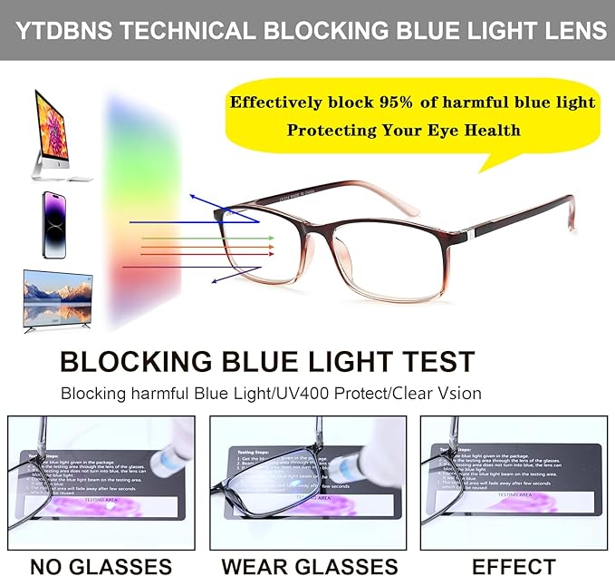 Professional Reading Glasses for Men/Women, Blue Light Blocking Computer Readers with Spring Hinges for Glare and UV Protection