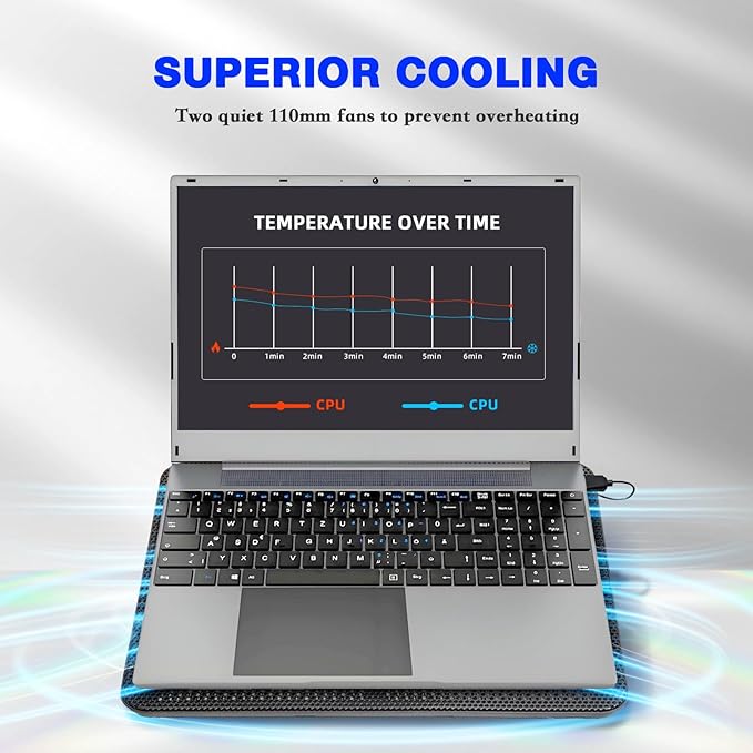 Laptop Cooling Pad, Coolertek Portable Slim Quiet Laptop Notebook Cooler Cooling Pad Stand with 2 Blue LED Fans, USB Powered, Adjustable Angled, Fits 11-14 Inch Laptop