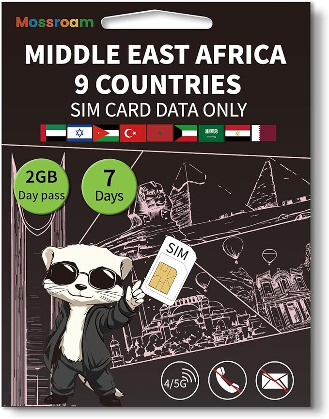 3-in-1 SIM Card for 9 Countries in The Middle East and Africa– Prepaid Data Plans | Daily 2GB,7 Days | Unlimited 4/5G Speed Internet