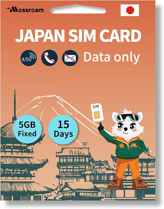 Japan SIM Card – Prepaid Data Plans |5GB Total,15 Days | High-Speed 4/5G LTE | No Daily Restrictions | Perfect for Tourists & Business Travelers
