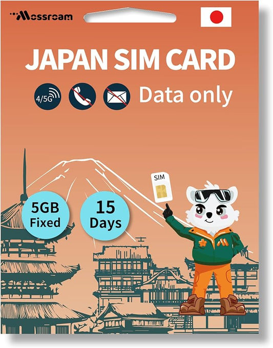 Japan SIM Card – Prepaid Data Plans |5GB Total,15 Days | High-Speed 4/5G LTE | No Daily Restrictions | Perfect for Tourists & Business Travelers