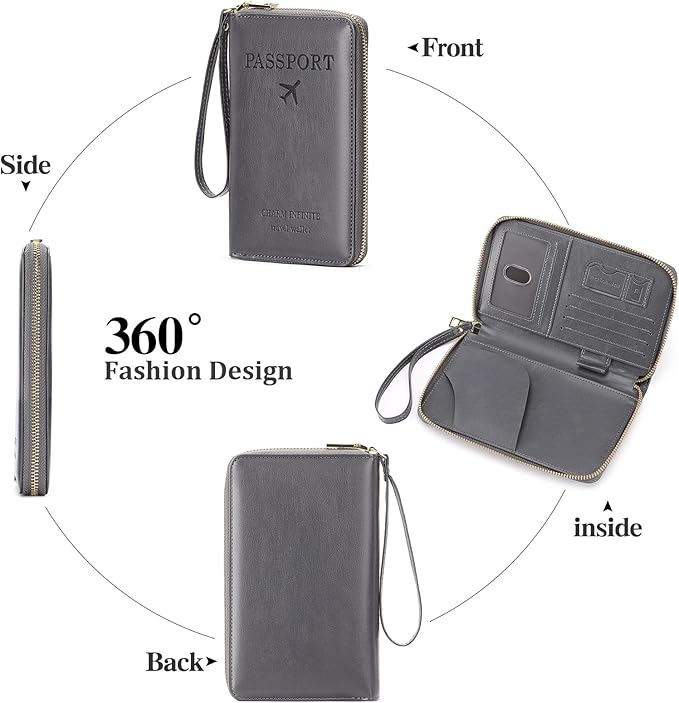Leather RFID Blocking Passport Holder Travel Wallet, Passport Cover/Travel Wallet for Women/Men with