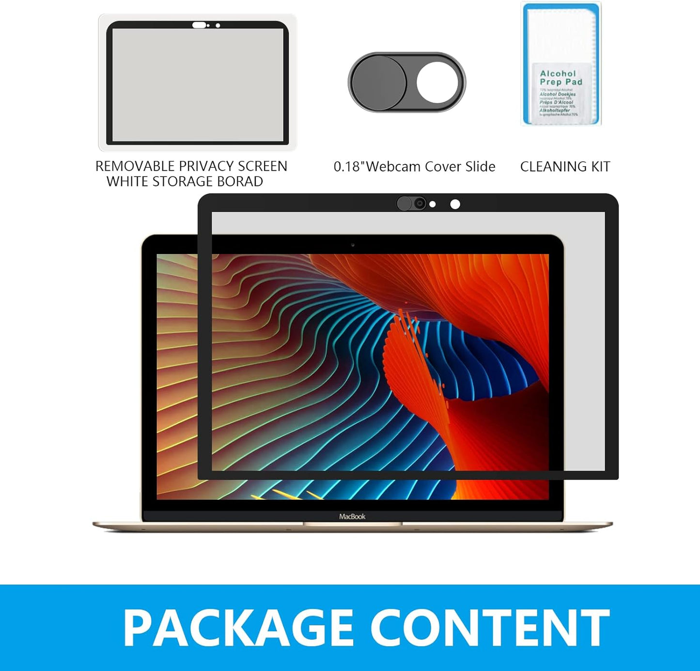 MacBook Privacy Screen Protector - Removable HD Filter, Bubble-Free, Webcam Cover for MacBook Pro 13