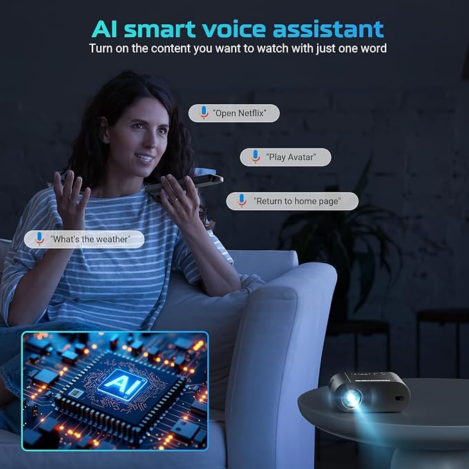 [Google TV/Voice Control]GooDee 4K UHD Smart Projector with WiFi and Bluetooth, Portable Movie Projector with Netflix / Prime Video / YouTube Built-in, Dolby Sound Home Theater for Indoor/Outdoor