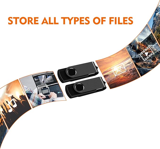 2GB USB Flash Drive, AreTop 2 Pack USB 2.0 Thumb Drives Memory Stick Swivel Jump Drive for Home & Office Use (2 Pack 2GB, Black)