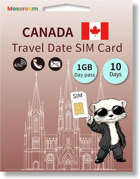 SIM Card for Canada Travel - 1GB Prepaid Data for 10 Days - 5G/4G LTE Speeds - Plug & Play - No Roaming, No Contracts