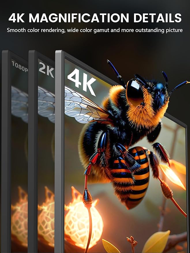 4K Portable Monitor, 14.5" IPS Laptop Screen, Slim Lightweight 1500:1 Dual USB C HDMI Gaming Display with Speakers, Travel Monitor for PC Phone PS5/4 Xbox Switch