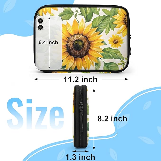 Sunflower Electronics Travel Organizer Case, Tech Accessories Cable Storage Bag for Cords, Charger, Phone, Hard Drive